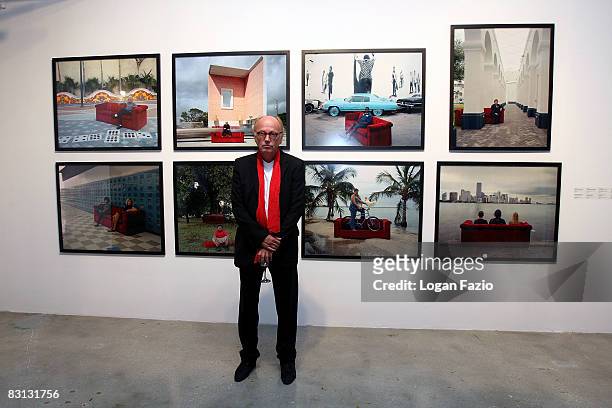 Fine art photographer Horst Wackerbarth poses at "The Red Couch", the inaugural exhibition of photographic artwork by Wackerbarth at Wolfgang Roth &...
