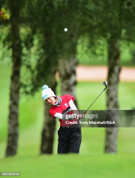 Bethan Morris of Wales chips onto the 3rd green during The Ladies' and Girls' Home Internationals at Little Aston Golf Club on August 11, 2017 in...