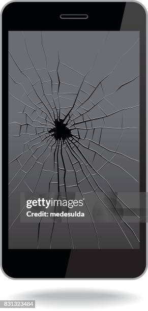 broken smart phone - damaged stock illustrations