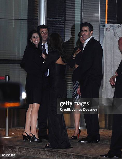 Sarah Silverman , Jimmy Kimmel and Adam Carolla depart the wedding of Howard Stern and Beth Ostrosky at Le Cirque on October 3, 2008 in New York City.