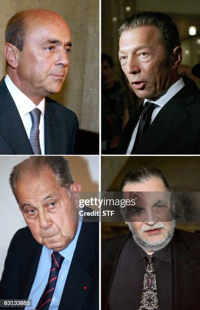 Combo made in Paris on October 5, 2008 shows French businessman Pierre Falcone, Israeli-Russian billionaire Arkady Gaydamak, Charles Pasqua, former...
