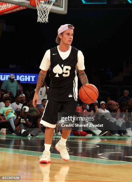 Justin Bieber attends 2017 Aces Charity Celebrity Basketball Game at Madison Square Garden on August 13, 2017 in New York City.