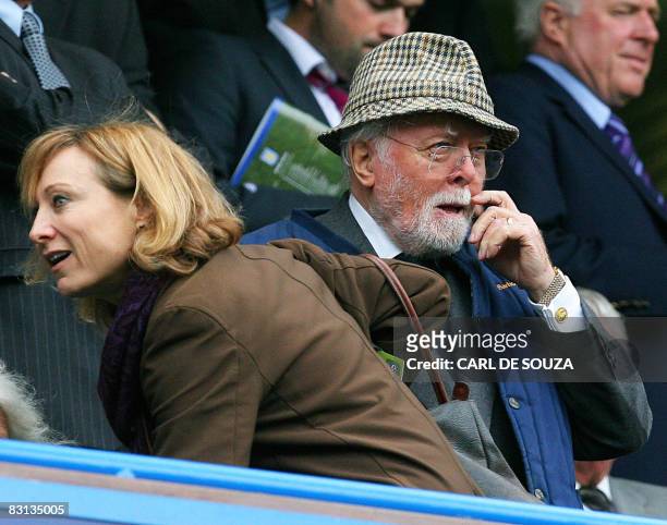 Sir Richard Attenborough sits with an unknown woman before Chelsea's premiership match against Aston Villa at home to Chelsea at Stamford Bridge...