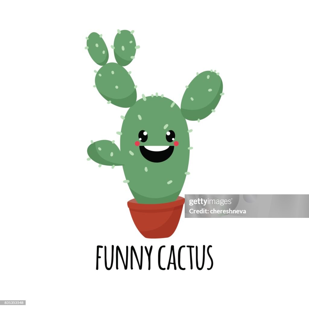 Cute Cartoon Cactus Or Succulent With Funny Face Cute Sticker Or Patch Or  Pins Collection Plants Are Friends Designfunny And Cute Cartoon Desert  Cactus In Pot Vector Illustration High-Res Vector Graphic -