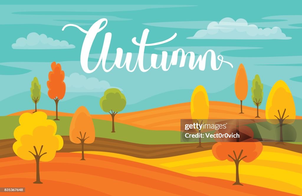 Fondo De Paisaje De Dibujos Animados De Otoño Caída Con Texto Escrito A Mano Ilustración de stock - Getty Images Fondo De Paisaje De Dibujos Animados De Otoño Caída Con Texto Escrito A Mano Ilustración de stock - Getty Images
