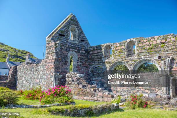 the ruin on an augustinian nunnery. the nunnery was founded at the same time as the abbey of the isle of  iona and is one of the best-preserved medieval nunneries in britain. - abtei stock-fotos und bilder