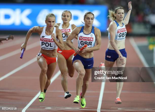 Emily Diamond of Great Britain is seen during the Women's 4x400m Relay final during day ten of the 16th IAAF World Athletics Championships London...