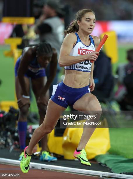 Emily Diamond of Great Britain is seen during the Women's 4x400m Relay final during day ten of the 16th IAAF World Athletics Championships London...