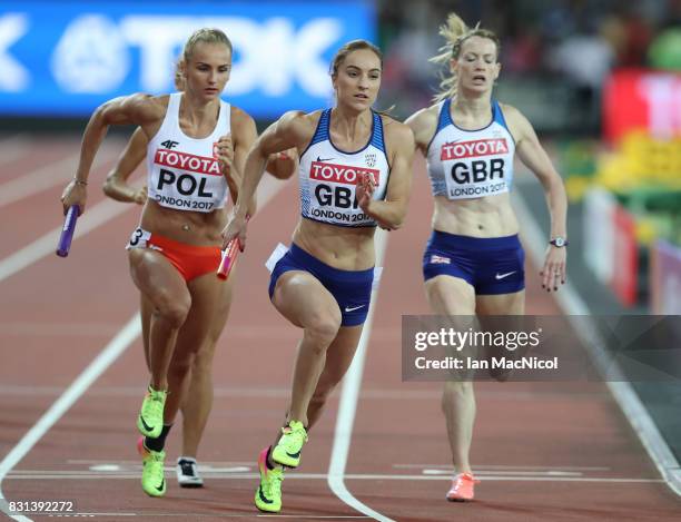 Emily Diamond of Great Britain is seen during the Women's 4x400m Relay final during day ten of the 16th IAAF World Athletics Championships London...