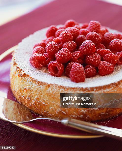 lemon curd cake with fresh rasberries - cake bildbanksfoton och bilder