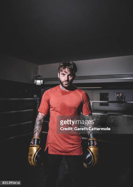 Aaron Chalmers of Geordie Shore is photographed during a MMA pre-fight workout at Urban Kings Gym on August 14, 2017 in London, England. The main...