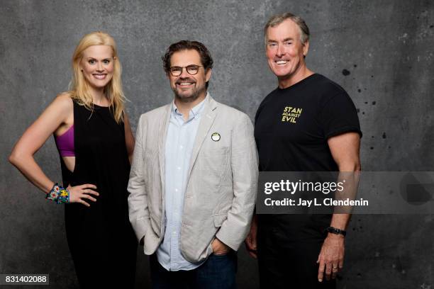 Actress Janet Varney, show creator Dana Gould, and actor John C. McGinley, from the television series "Stan Against Evil," are photographed in the...