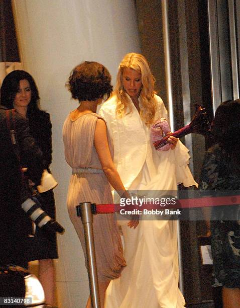 Beth Ostrosky , wearing her wedding gown designed by Georgina Chapman, attends her wedding to Howard Stern at Le Cirque on October 3, 2008 in New...