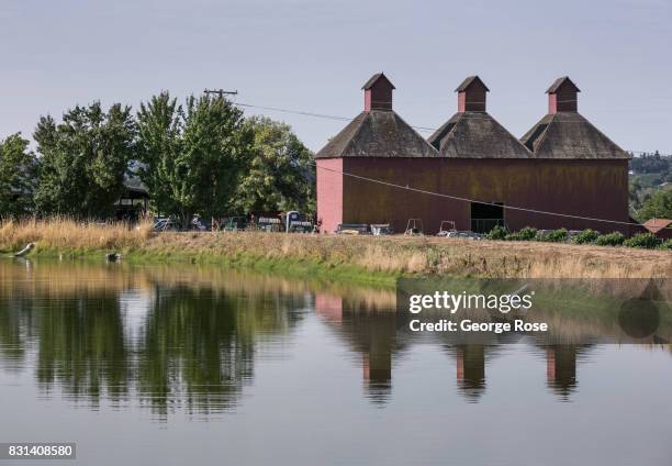 An old hop kiln at Sonoma-Cutrer Winery is viewed on August 3 near Santa Rosa, California. Following a record winter rainfall on the North Coast,...