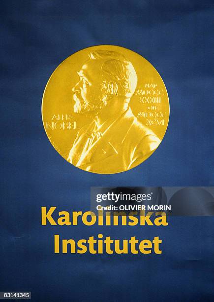 The logo of the Karolinska Institute, where the Nobel Assembly announces the award of Nobel Prize in Medecine, is pictured on October 6, 2008 in...