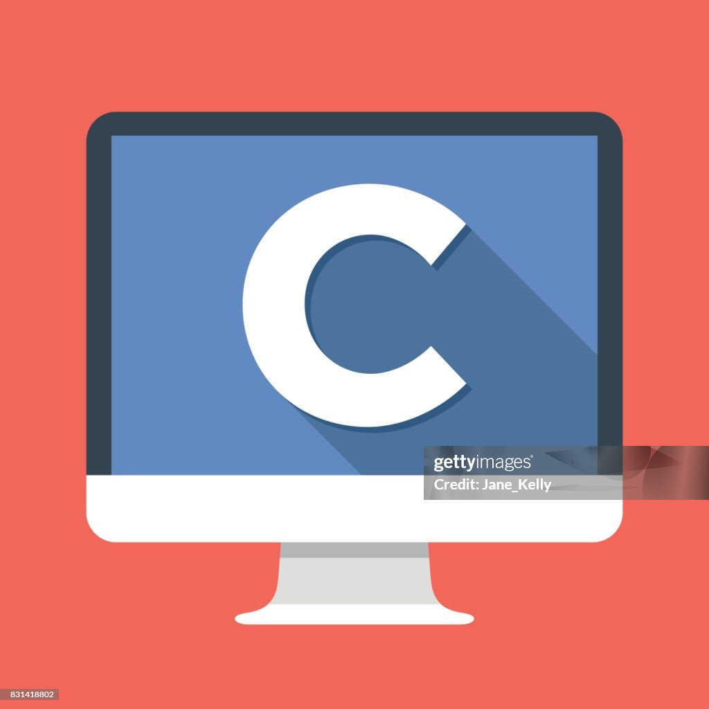 Computer With C Letter On Screen C Programming Language Programming ...