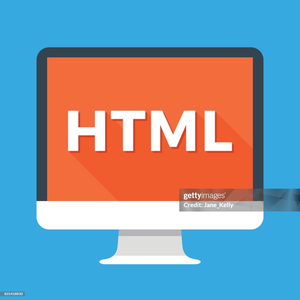 Computer Lo Html Partical Computer With Html Word On Screen Hypertext Markup Language Concept Web ...