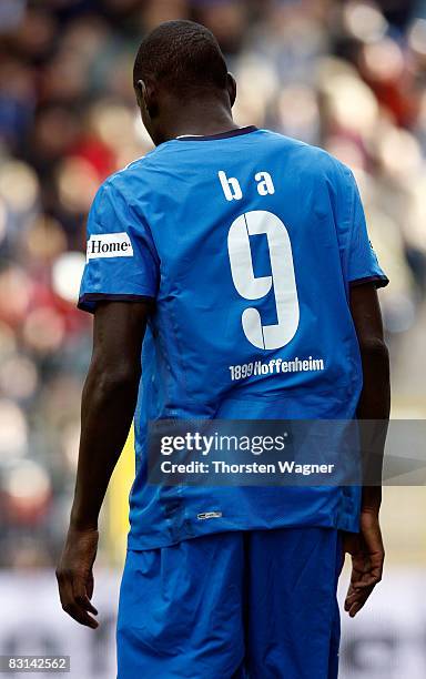 Demba Ba of Hoffenheim during the Bundesliga match between 1899 Hoffenheim and Eintracht Frankfurt at the Carl-Benz-Stadium on October 04, 2008 in...