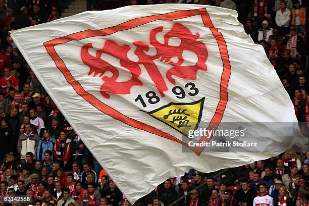 Fans of Stuttgart are pictured during the Bundesliga match between VfB Stuttgart and Werder Bremen at the Mercedes-Benz Arena on October 4, 2008 in...