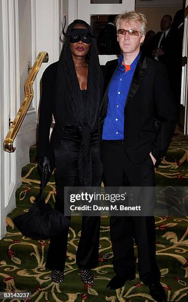 Grace Jones and Philip Treacy attend The Q Awards 2008, at the Grosvenor House Hotel on October 6, 2008 in London, England.