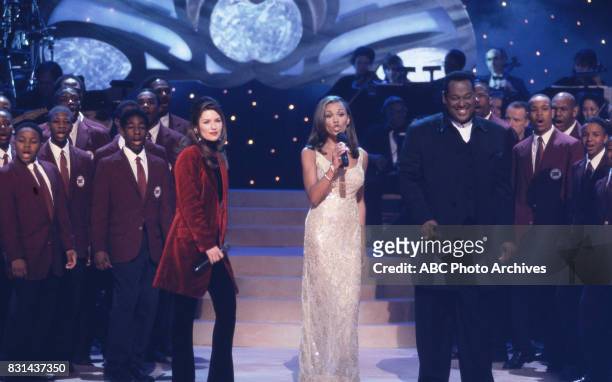 The Boys Choir of Harlem, Shania Twain, Vanessa Williams and Luther Vandross performing on 'Vanessa Williams & Friends: Christmas in New York,' 1996...