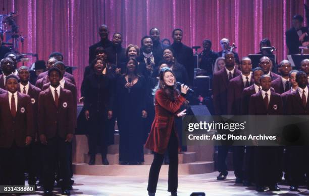 Shania Twain and The Boys Choir of Harlem performing on 'Vanessa Williams & Friends: Christmas in New York,' 1996 in New York, NY.