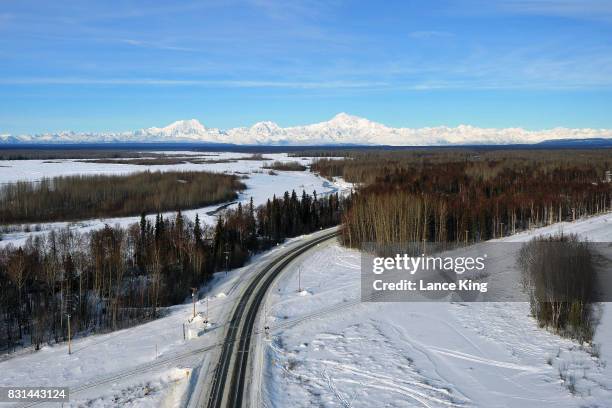 aerial view of denali from talkeetna, alaska - talkeetna stock pictures, royalty-free photos & images