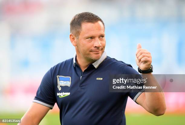 Coach Pal Dardai of Hertha BSC before the game between FC Hansa Rostock and Hertha BSC on August 14, 2017 in Rostock, Germany.
