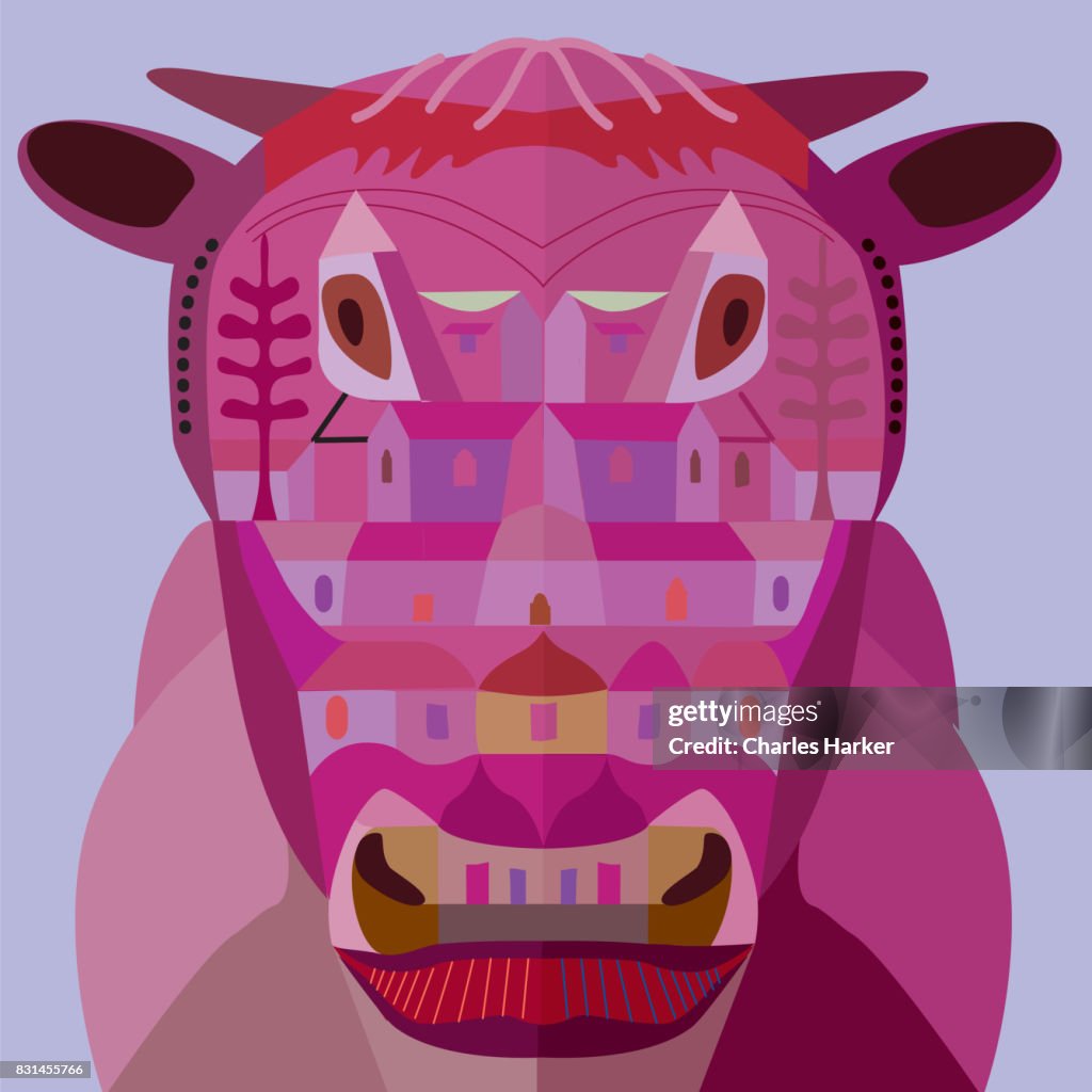 Abstract Cow from Frontal Head View
