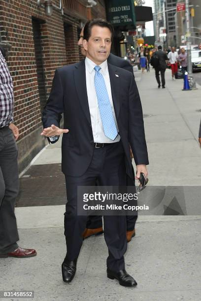 Former White House Communications Director, Anthony Scaramucci departs from "The Late Show With Stephen Colbert" at Ed Sullivan Theater on August 14,...