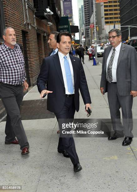 Former White House Communications Director, Anthony Scaramucci departs from "The Late Show With Stephen Colbert" at Ed Sullivan Theater on August 14,...