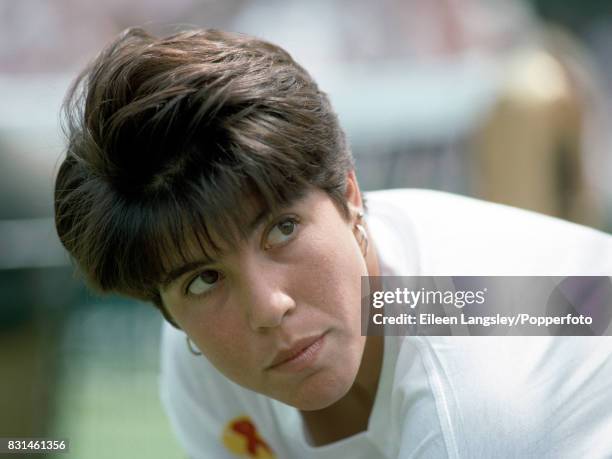 Jennifer Capriati of the USA during the Wimbledon Lawn Tennis Championships in London, circa July, 1993. Capriati was defeated in straight sets in...