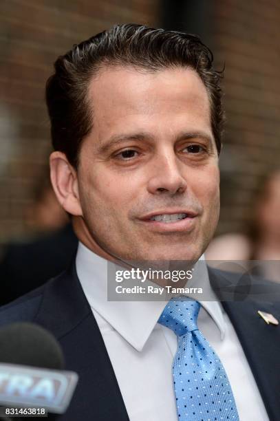 Former White House Communications Director Anthony Scaramucci enters the "The Late Show With Stephen Colbert" taping at the Ed Sullivan Theater on...