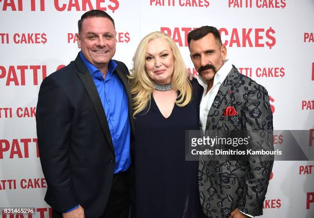 Warren Bub, Cathy Moriarty and Wass Stevens attend the "Patti Cake$" New York Premiere at The Metrograph on August 14, 2017 in New York City.