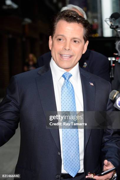 Former White House Communications Director Anthony Scaramucci leaves the "The Late Show With Stephen Colbert" taping at the Ed Sullivan Theater on...