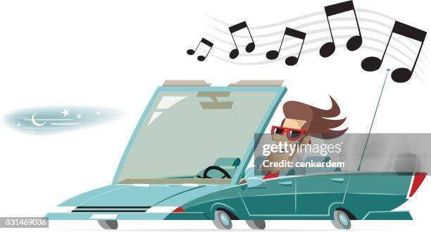 cool convertable car vector - old car stereo stock illustrations