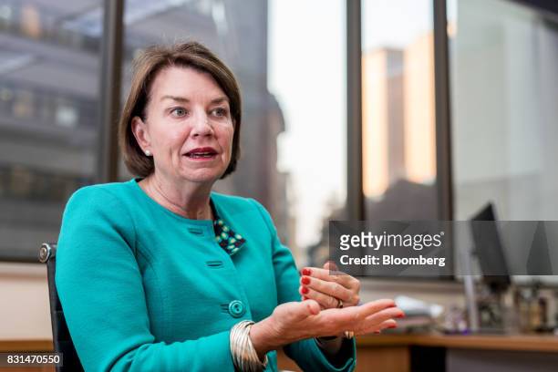 Anna Bligh, chief executive officer of the Australian Bankers' Association, speaks during an interview in Sydney, Australia, on Monday, Aug. 14,...