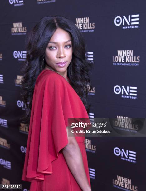 Actor/Musician Lil Mama attends 'When Love Kills: The Falicia Blakely Story' screening at Newton White Mansion on August 14, 2017 in Mitchellville,...