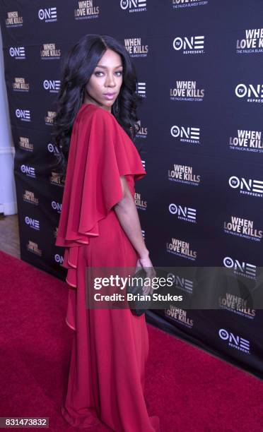 Actor/Musician Lil Mama attends 'When Love Kills: The Falicia Blakely Story' screening at Newton White Mansion on August 14, 2017 in Mitchellville,...