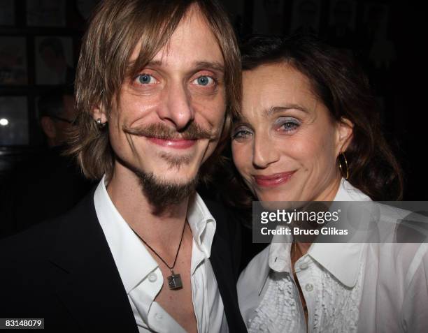 Mackenzie Crook and Kristin Scott Thomas pose at The Opening Night of "The Seagull" at the Walter Kerr Theatre on October 2, 2008 in New York City,...