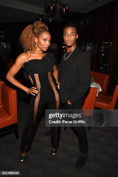 Erica Ash and Jessie T. Usher at Survivor's Remorse x Upscale Magazine "Champions Table" Private Dinner at American Cut on August 14, 2017 in...