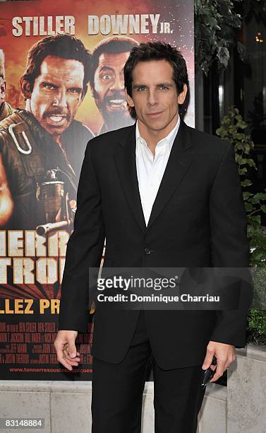 Ben Stiller poses at the press conference for the movie "Tropic Thunder" at the hotel Georges V on September 18 Paris France