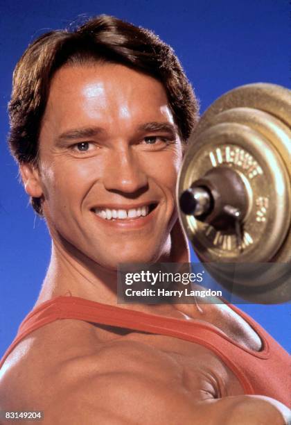 Body builder, actor and future Governor of California Arnold Schwarzenegger poses for a portrait Session on June 13, 1985 in Los Angeles, California.