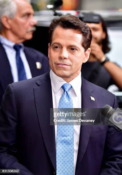 Anthony Scaramucci leaves "The Late Show With Stephen Colbert' at the Ed Sullivan Theater on August 14, 2017 in New York City.