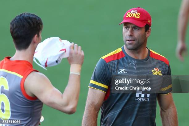 Interim Coach Dean Solomon during a Gold Coast Suns AFL training session at Metricon Stadium on August 15, 2017 in Gold Coast, Australia.