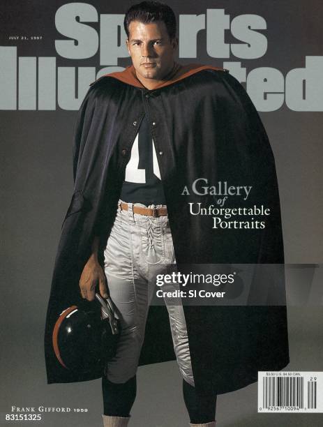 July 21, 1997 Sports Illustrated via Getty Images Cover: Football: Portrait of New York Giants Frank Gifford wearing cape. Burlington, VT 8/11/1959...