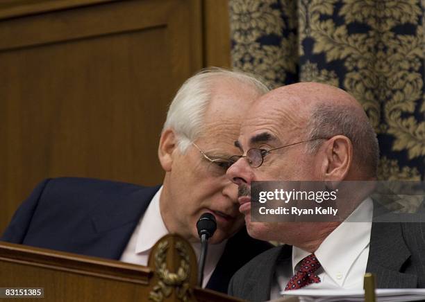 October 6, 2008: Chairman of the House Oversight and Government Reform committee Henry Waxman , right, and ranking Republican Chris Shays, left,...