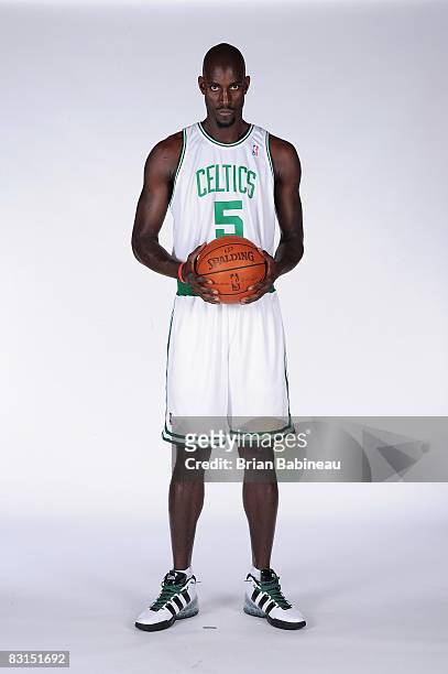 Kevin Garnett of the Boston Celtics poses for a portrait during NBA Media day on September 29, 2008 at the Sports Authority Training Center in...