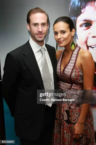 Actor Joseph Fiennes and partner Maria Dolores Dieguez attend the "Seeing is Believing" fundraising dinner at the Mandarin Oriental Hotel on October...