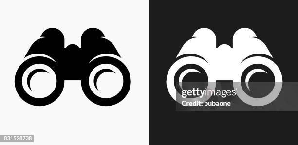 binoculars icon on black and white vector backgrounds - binoculars stock illustrations